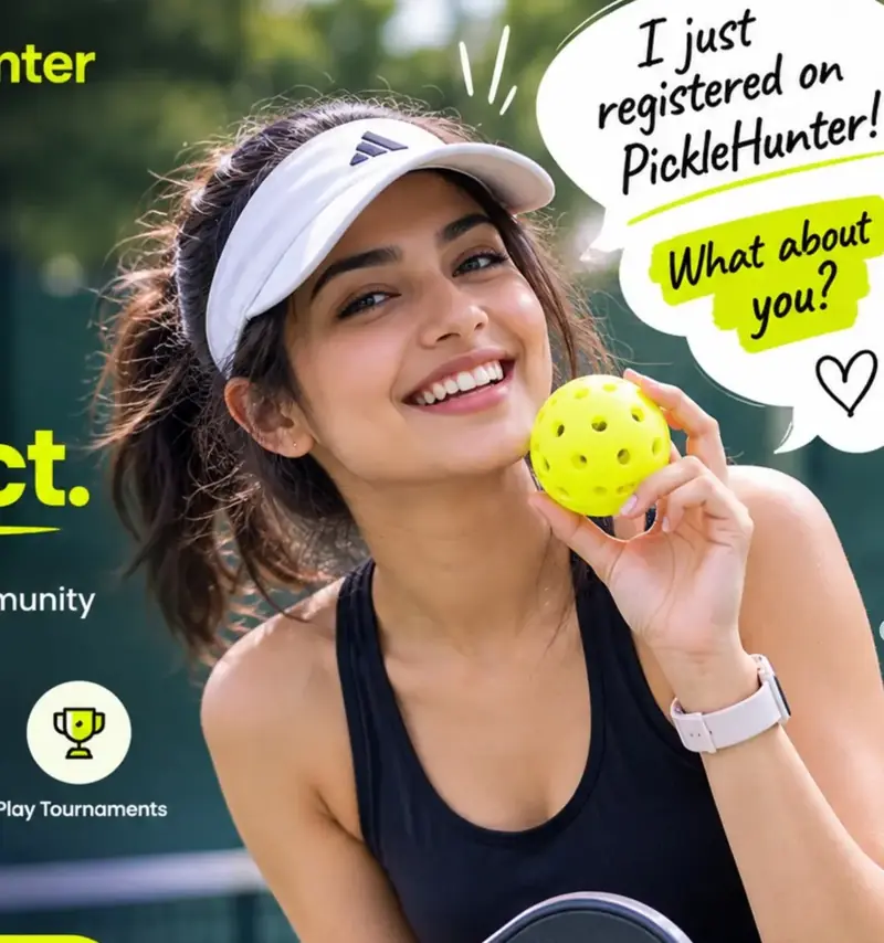 Meera, a pickleball player holding a ball